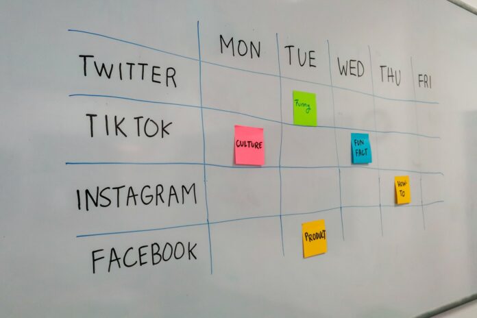 a white board with instagram editorial calendar for church
