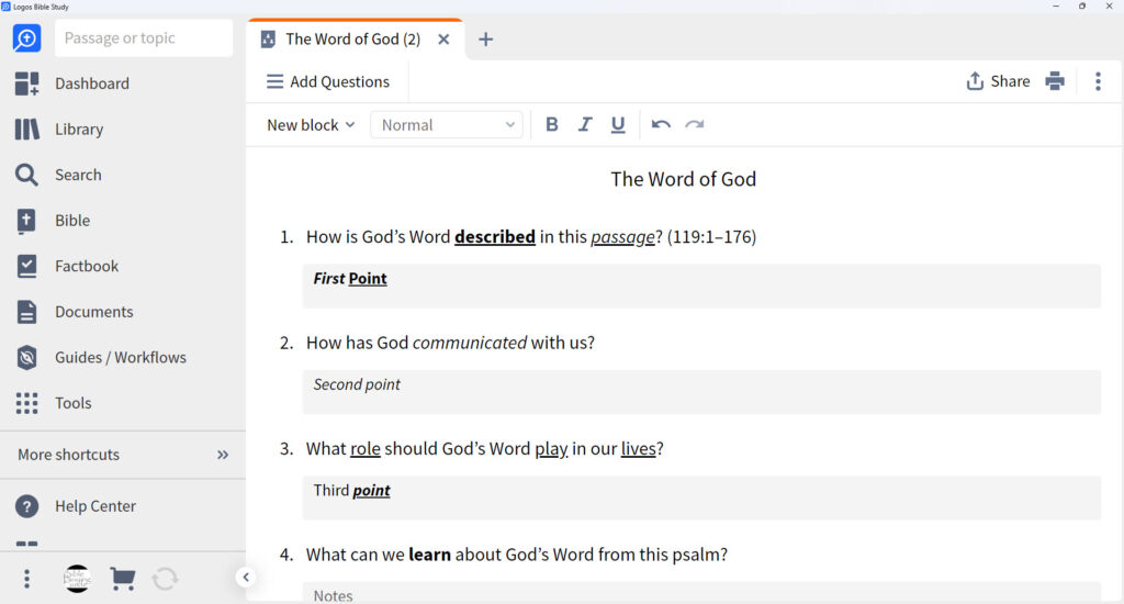 10 Bible study builder text styles