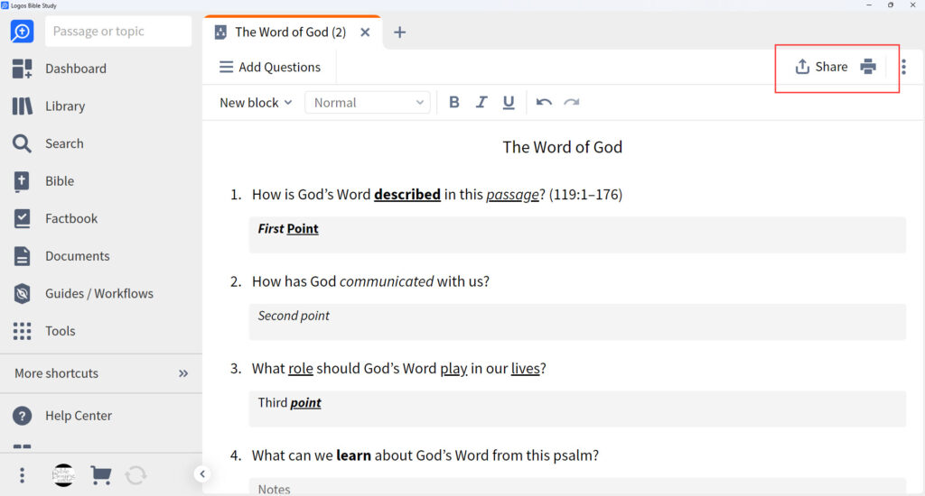 11 Bible Study Creators How to share or print Bible studies